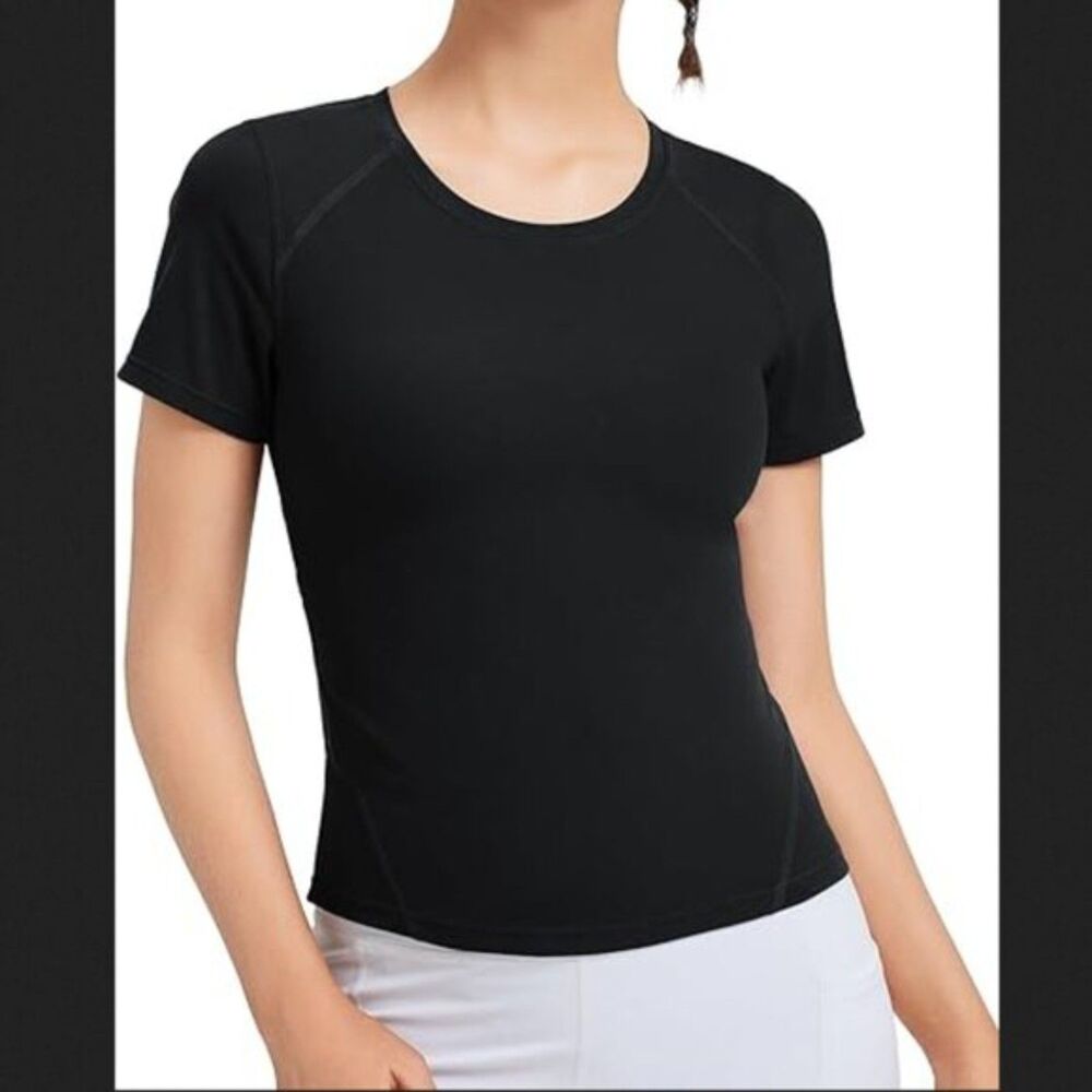 Baleaf Short Sleeve Workout Running Top Size Medium Black